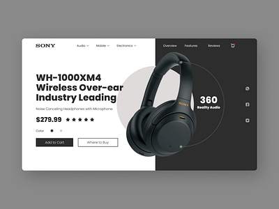 Sony Headphones Landing Page Design design earphone headphone web hip hop microphone music music landing page music player product design product page sony web sound studio ui design web design