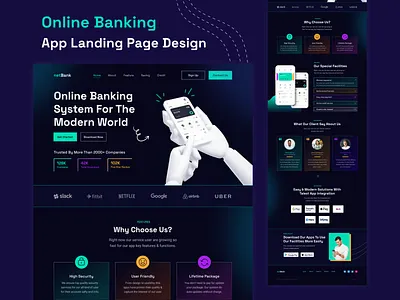Online Banking App Landing Page Design app landing page banking web design banking website digital banking finance website financial web design financial web site fintech landing page design money transfer new web design odama ofspace online bank website online banking orix digital agency pixency ui design ui designer web design