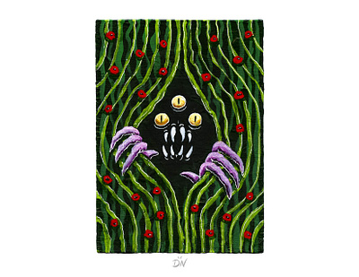 PEEK creature floral flowers horror illustration monster mystery nature painting