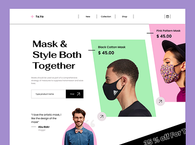 Mask Shop E-Commerce Website - Hero Header follow like share vector
