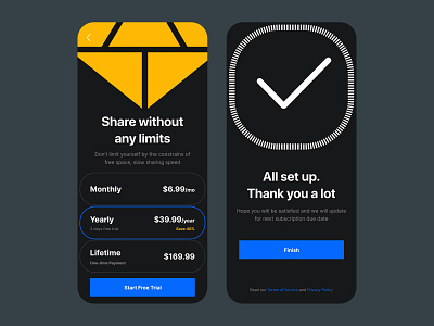 File Transfer Application — Subscription app business clean dark data data sharing data transfer design file file sharing file transfer files transfer interface minimalistic modern sharing subscription transfer ui ux