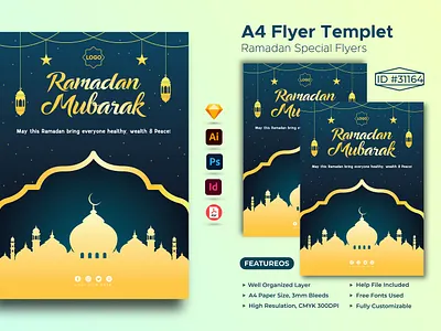 Happy Ramadan,A4 Flyer Templet. a4 flyer card celebration ceremony flyer graphic design iftar invitation islam kareem mubarak ramadan ramadan flyer ramadan kareem ramadan mubarak religion ritual roja رمضان رمضان كريم