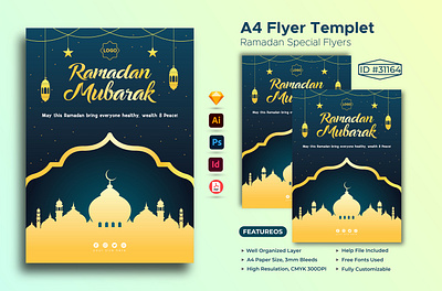 Happy Ramadan,A4 Flyer Templet. a4 flyer card celebration ceremony flyer graphic design iftar invitation islam kareem mubarak ramadan ramadan flyer ramadan kareem ramadan mubarak religion ritual roja رمضان رمضان كريم