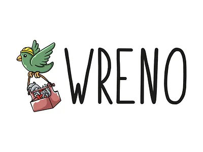 Wreno bird bird logoütool branding character design construction construction hat construction logo construction tools design graphic design illustration logo logo design tools ui ux vector