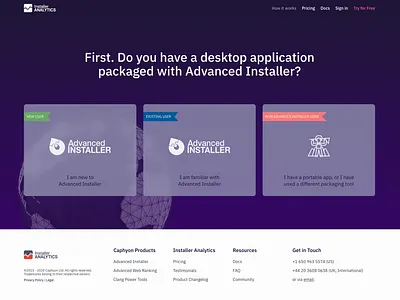 Installer Analytics - How it works - Web page analytics app design churn rate data desktop application how it works install analytics ui user flow web design windows application