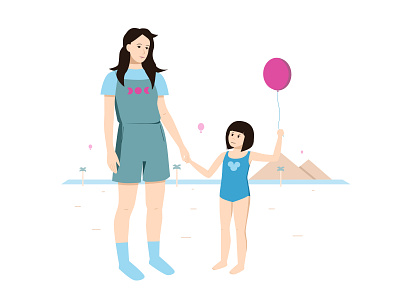 Mom & kid illustration for Pixel school adult affinitydesigner avatar character children composition egypt family human illustration illustrator kid mom realistic together young