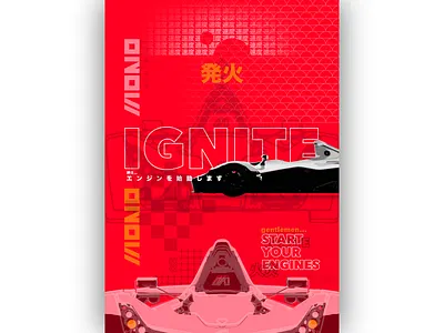 IGNITE Poster 3d art b3d blender blender3d branding car design illustration japan logo minimal poster