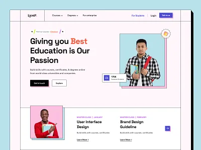Lamp eLearning Header course education elearning header header design header ui landing page modern landingpage modern webdesign modern website online course online education online learning piqo ui design uiux design web web design website design