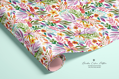 Rainbow Colors Pattern fabrics flowers seamless pattern watercolor watercolor pattern