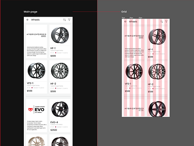 VOSSENWHEELS APP DESIGN & GRID appdesign cars dailyui100 grid ui uidesign uxui webdesign
