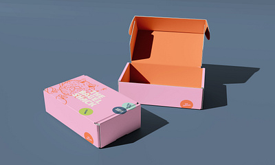 Takeout Box Design | The Bagel Shack bagel shop beach vibes box design brand identity brand marks brand presentation branding cartoon colorful branding delivery design donut box illustration logo mailing box packaging design pink box stickers takeout takeout box