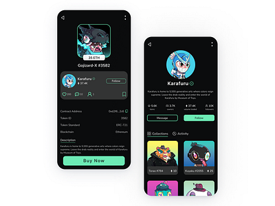 NFT Mobile App Concept app clean ui concept dailyui design karufu nft nft mobile ui uiux