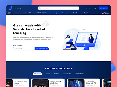 Axis Learning || Home Page || Web Design branding courses design education educational figma graphic design herosection homepage illustration joinus learning logo opportunities testimonials ui ux webdesign