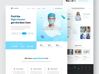 Health-Care: Doctor Landing Page UI Design app design application branding clean design clinic design doctor healthcare illustration landing landingpage medical medical app minimal design sajon ui ux web web design website