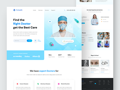 Health-Care: Doctor Landing Page UI Design app design application branding clean design clinic design doctor healthcare illustration landing landingpage medical medical app minimal design sajon ui ux web web design website