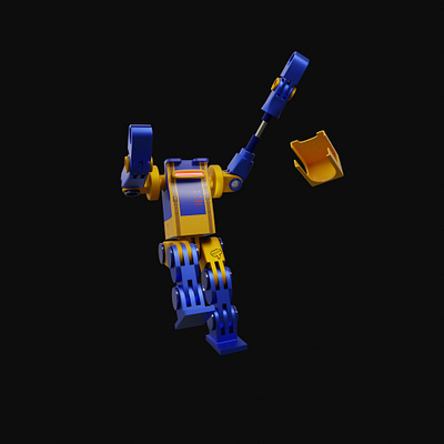 Robot rocks! 3d 3d artist black blue branding dark ddd design graphic design illustration robot simple texture ui yellow