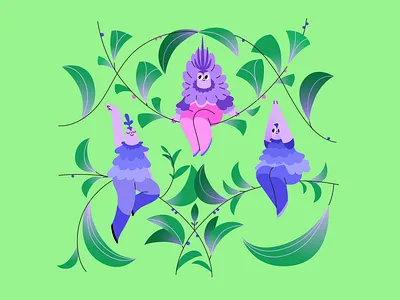 june 2d birds characters costumes cute illustration tropical