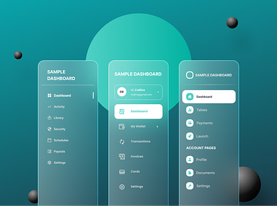 Glass Morphism UI Element dashboard ui