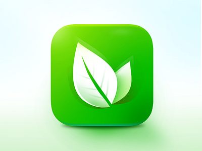 Leaf IOS Icon badge design flat grass green icon illustration ios ios icon iphone iphone icon landscape leaf logo nature sky ui ux water web design