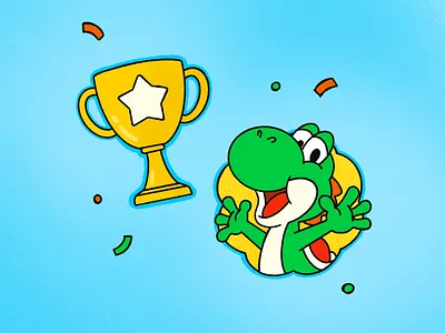 Day 22 — Prize 🏆 design illustration mario prize procreate trophy yoshi