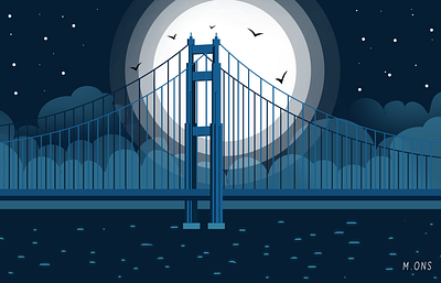 Blue Bridge artwork black portrait fashion bridge design details illustration landscape