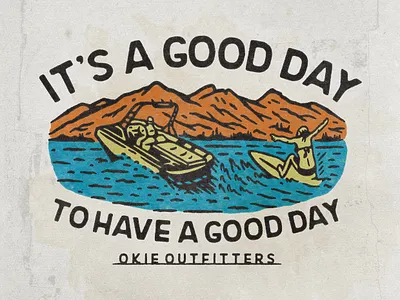 Okie Outfitters angonmangsa badges boat branding clothing design goods graphicdesign hand drawn illustration lake logo outdoor outdoor wear street wear surf surfing tshirt vacation vector