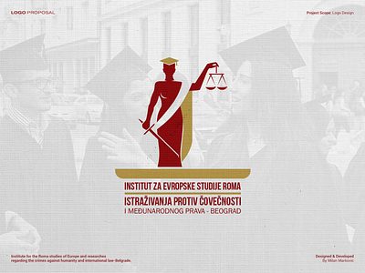 Institute for the Roma studies of Europe - Logo Design balance belgrade branding college diploma education graduation graphic design gypsy illustration institution international law logo portfolio research student sword university vector