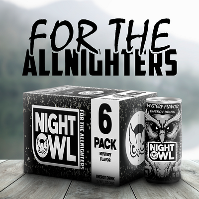 Night owl energy drink branding can energy drinks logo package design