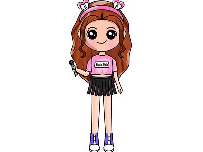 Black Pink - a cute girl anime black pink cartoon chibi chibi art chibi character chibi drawing drawing