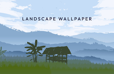 Nature rice fields countryside wallpaper landscape design animation design graphic design illustration vector