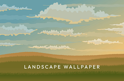 Nature grassland wallpaper landscape design Premium animation branding design graphic design illustration vector