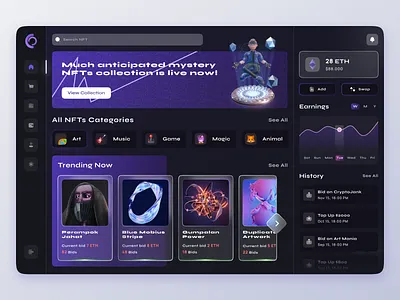 NFT Marketplace crypto crypto dashboard crypto marketplace crypto nft dashboard design marketplace mobile mobile app nft nft dashboard nft marketplace nfts ui uiux ux web design website