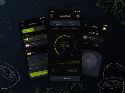 Kivi VPN modern modern app design ui design ux designs vpn app design