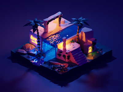 Ruins 3d blender cinema4d polygonrunway render