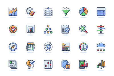Big Data Analysis Web Flat Line Icons analysis app data design finance flat icon icons line linear lined logo mobile outline set ui ux vector web website