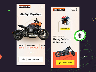 Harley Davidson Website - Mobile version bike bike accessories biker chopper cruiser harley harley davidson helmet homepage landing page moto motorcycle racing ride sports vehicle web design website