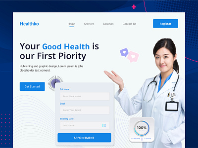 Medical Landing Page Header 3d animation corporate logo graphic design health illustration logo medical motion graphics page design ui ux web design website