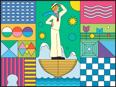 Seaman 2d abstract adobe adobe illustration adobeart art artwork clear colorful design flat graphic design illustration minimal pattern shape simple vector