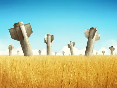 War Harvest 3d 3dsmax art concept harvers render surrealism ukraine war wheat