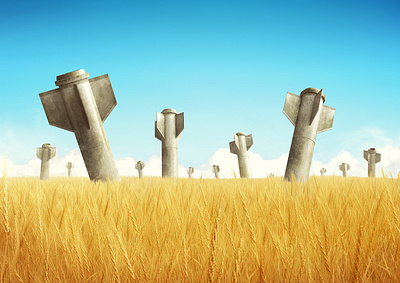 War Harvest 3d 3dsmax art concept harvers render surrealism ukraine war wheat