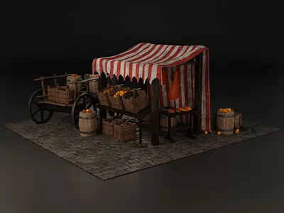 Medieval stall 3d 3dartist 3dmodel blender blender3d blenderartist blendercommunity game gamedev gameready illustration low lowpoly