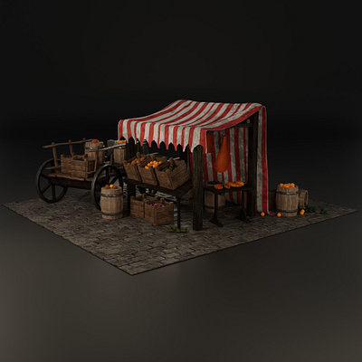 Medieval stall 3d 3dartist 3dmodel blender blender3d blenderartist blendercommunity game gamedev gameready illustration low lowpoly