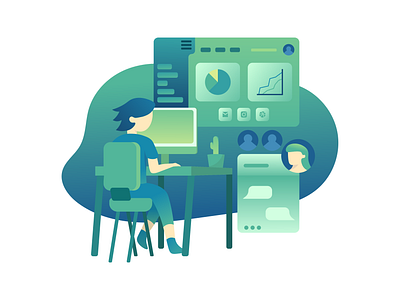 Casual Work-day analyst colorful design graphic design illustration modern social media ui vector work
