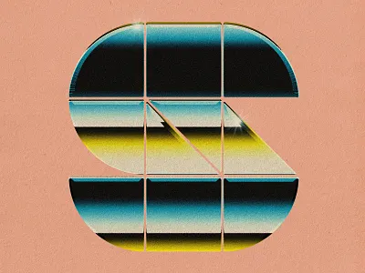 OK_36DOT_S 80stype alphabets chrome geometric grid illustration letter s logo monogram texture textured