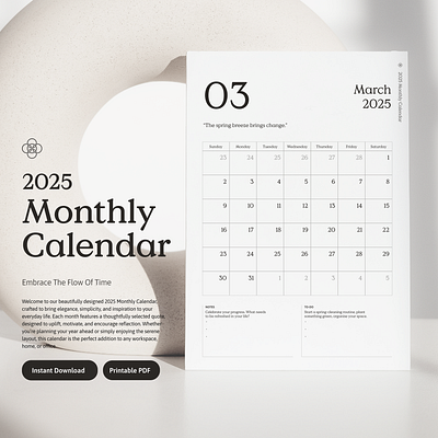 Satori - 2025 Monthly Calendar functional design