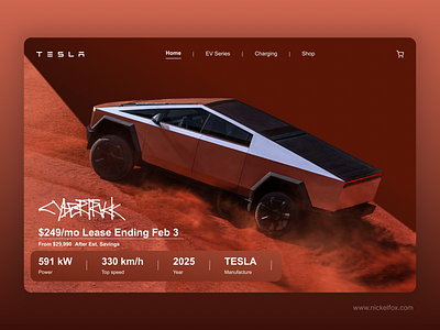 The Future is Electric. The Future is Cybertruck⚡ 3d aesthetics android app branding clean cybertruck dashboard design futuristic graphic design homepage illustration ios iphone logo tesla ui ux website