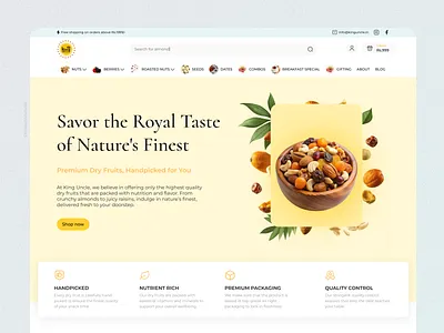 King Uncle dry fuits hero hero banner nuts warm yellow