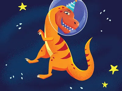 Personal Project: Dinosaur Party character design children digital painting dinosaur illustration illustrator kids space