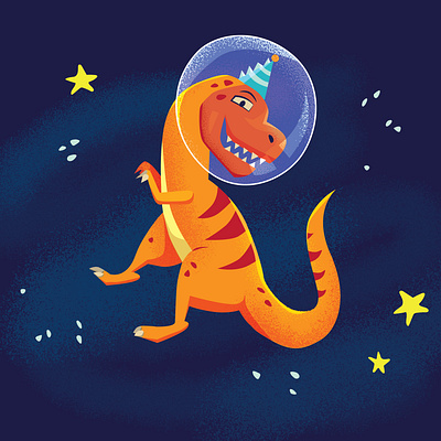 Personal Project: Dinosaur Party character design children digital painting dinosaur illustration illustrator kids space