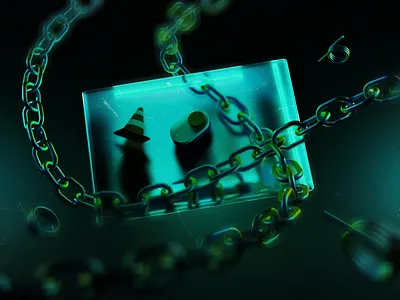 Chains 3d abstract chains finance illustration scratch